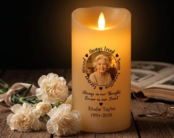 Custom Photo Memorial Candles,Personalized LED Candles with Picture & Name,Sympathy Gift