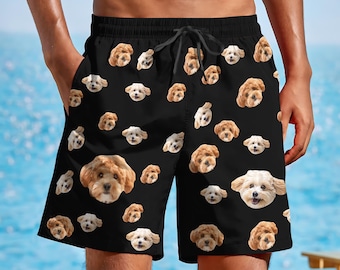 Custom Face Swim Trunks, Personalized Photo Beach Shorts