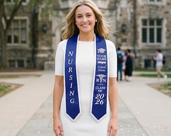 Custom Embroidery Nursing Stole Personalized RN BSN MSN Embroidered Graduation Sash Class of 2026