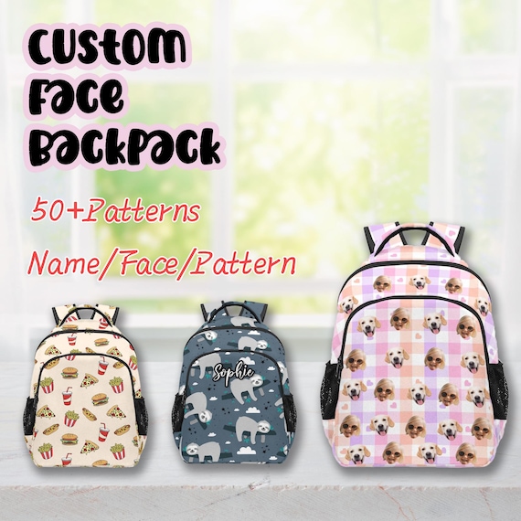 Zaino con volto personalizzato, borsa scolastica con volto