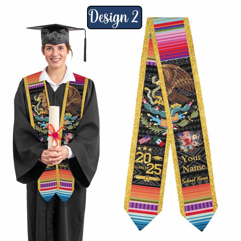 Custom Mexican American Flag Graduation Sash, Personalized Class of ...