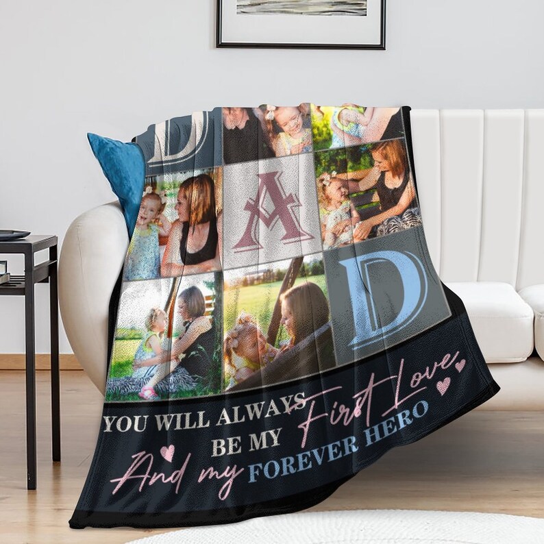 Custom Photo Blanket With Text Personalized Pictures Blanket Etsy