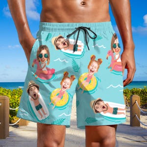 Custom Face Swim Trunk,Personalized Photo Men Beach Shorts,Hawaiian Swim Trunk for Husband/Boyfriend/Dad,Bachelor Party,Vacation Gag Gift