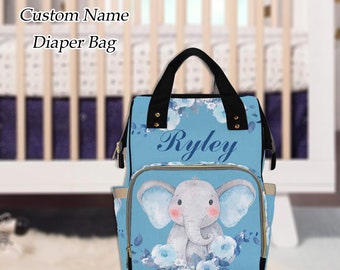 Personalisierter Elefant-Windelrucksack | Wasserdichte Reise Mumientasche