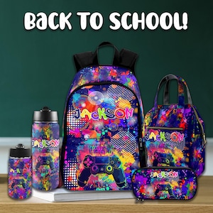 Personalized Boy SchoolBag,Back to School,Custom Backpack with Name,Teen backpack,Book Bag,LunchBag,Pencil Pouch,Bottle,Gift for Boys
