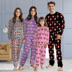 Custom Face Pajama,Personalized Photo Pajama Set,Family Pajama with Face,Funny Face Pajamas,Custom Christmas Gifts for Him Her,Pajama Party