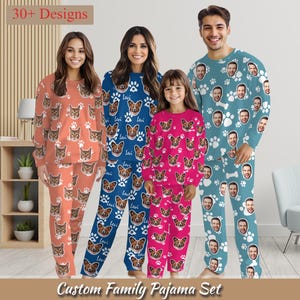 Custom Pajama with Dog/Cat Face Personalized Photo Pajama Set Nightwear,Funny Face Pajamas,Christmas Pet Face Pajama Sets,Pajama Party