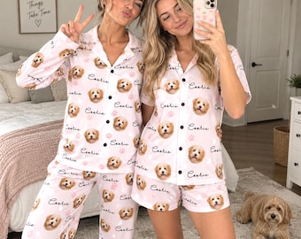 Pyjamaset voor het hele gezin met bijpassende dierengezichtjes, gepersonaliseerde pyjama's, cadeau voor dierenliefhebbers