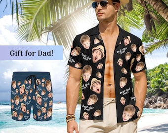 Chemise hawaïenne personnalisée visage - chemise photo fête des pères