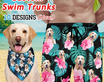 Aangepaste zwembroek met hondengezicht, gepersonaliseerde strandshort