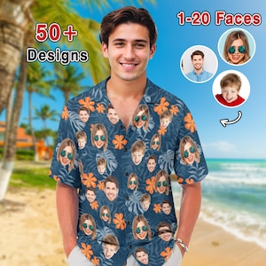 Custom Face Hawaiian Shirt, Tropical Photo Shirt, Family Gift