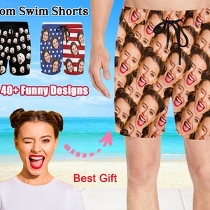 Personalized Face Swim Trunk Custom Photo Men&#39;s Beach Swim Shorts Hawaiian Short for Dad Bachelor Party Father&#39;s Day Gift Trip Vacation Gift