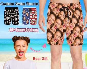 Personalized Face Swim Trunks, Custom Photo Beach Shorts