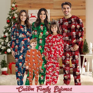 Custom Christmas Face Matching Family Pjs,Personalized Face Pajama,Photo on Pajama Set,Long Sleeve Pj,Pajama Party Gift for Dad Mom Boy Girl