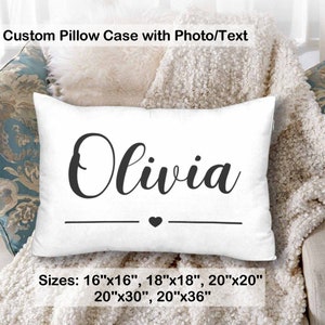 Custom Name Pillowcase Personalized Photo/Text Pillow Cover Soft Cotton Home Decor Pillow Case Father&#39;s Day Mother&#39;s Day Birthday Gift