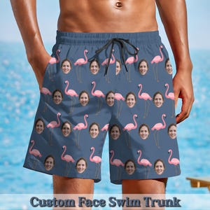 Custom Face Swim Trunk Personalized Photo Men&#39;s Beach Swim Shorts Hawaiian Short for Dad Bachelor Party Father&#39;s Day Gift Vacation Gag Gift