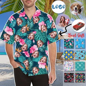 Custom Face Hawaiian Shirt Personalized Hawaii Shirt with Any Image Text Gag gift Bachelor Party Men Shirts Summer Vacation Gift for Men