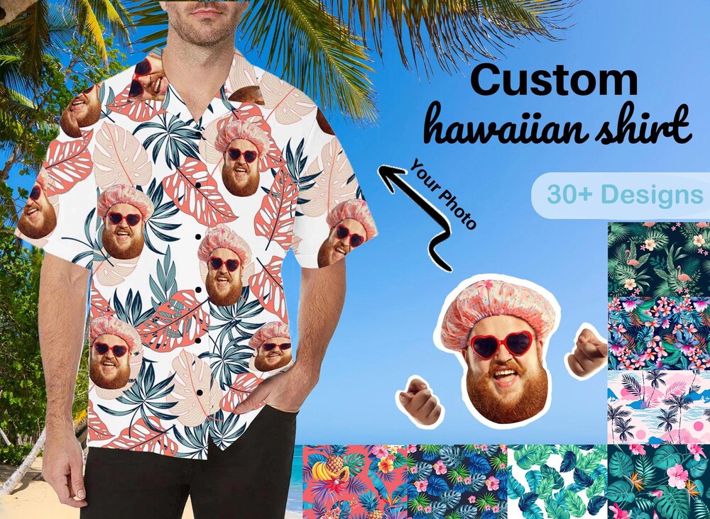 Custom Hawaiian Shirt With Face Personalised Hawaiian Shirt With Any Images Gag Gift For Men Bachelor Party Men Shirt Xmas Gift,Gift For Dad Stylishessentials
