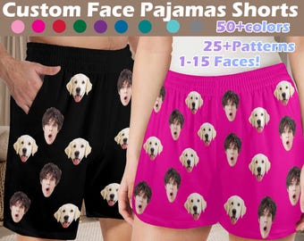 Custom Face Pajama Shorts,Personalized Photo Pajama Shorts,Custom Pet Dog Cat Face Pajama Shorts,Face on Pajama,Valentine&#39; Gift,Pajama Boxer