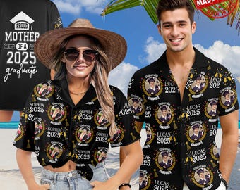 Chemise hawaïenne de remise des diplômes personnalisée avec photo, chemise personnalisée
