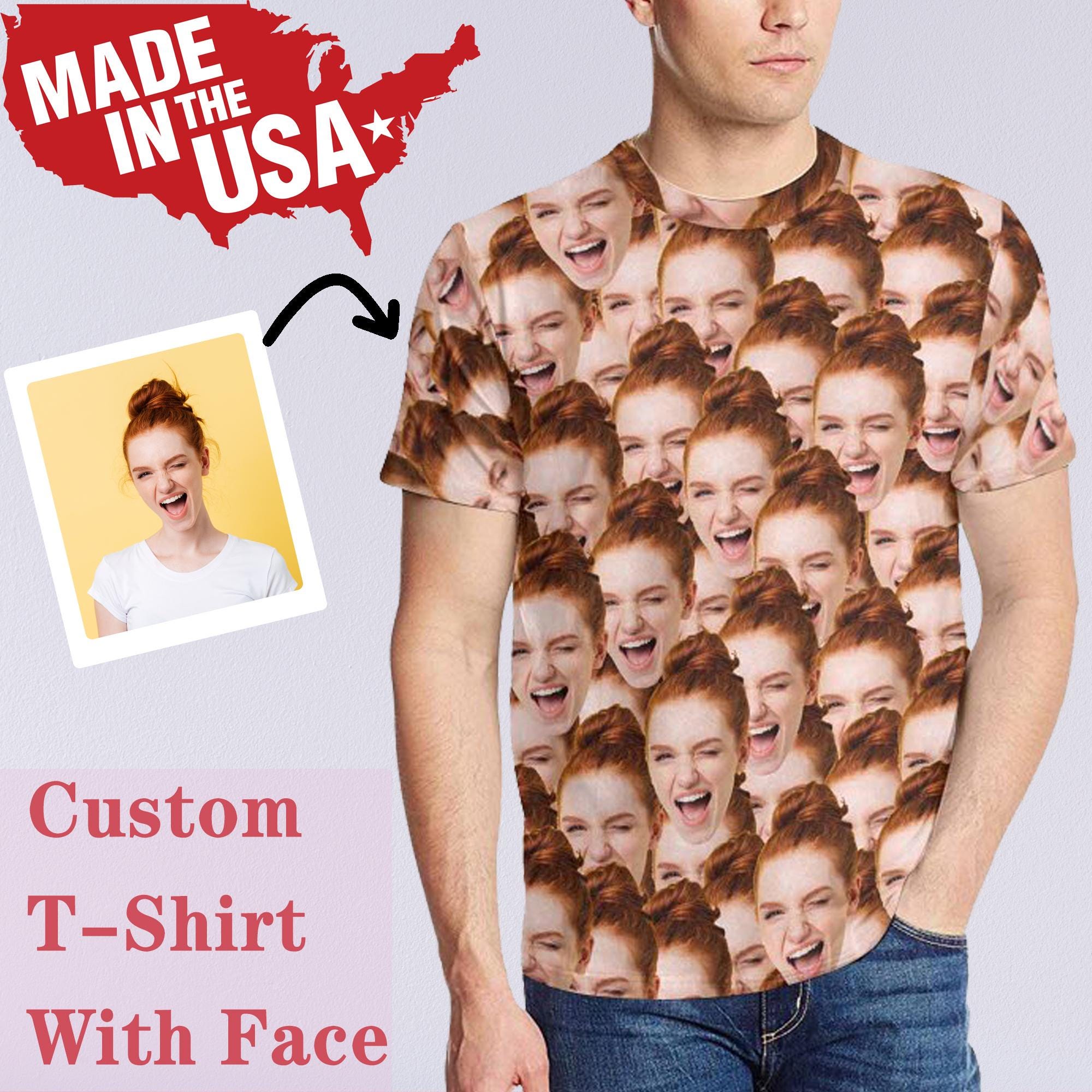 Custom T-Shirt with Face T-shirt  Bachelor Party Personalized Face T-Shirt for Men,Pet Face Shirt,BF T-shirt,Picture Shirts,Gift for Him