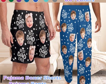 Benutzerdefinierte Gesichts Pyjama Shorts, personalisierte Foto Geschenk für Papa, Vatertagsgeschenke