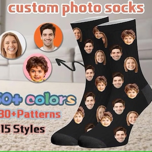 Custom Face Socks,Personalised Socks Gift,Photo Sock,Faces on Sock,Custom Fathers Day Socks,Gift for Dad/Mom,Father&#39;s Day Gift,Birthday gift