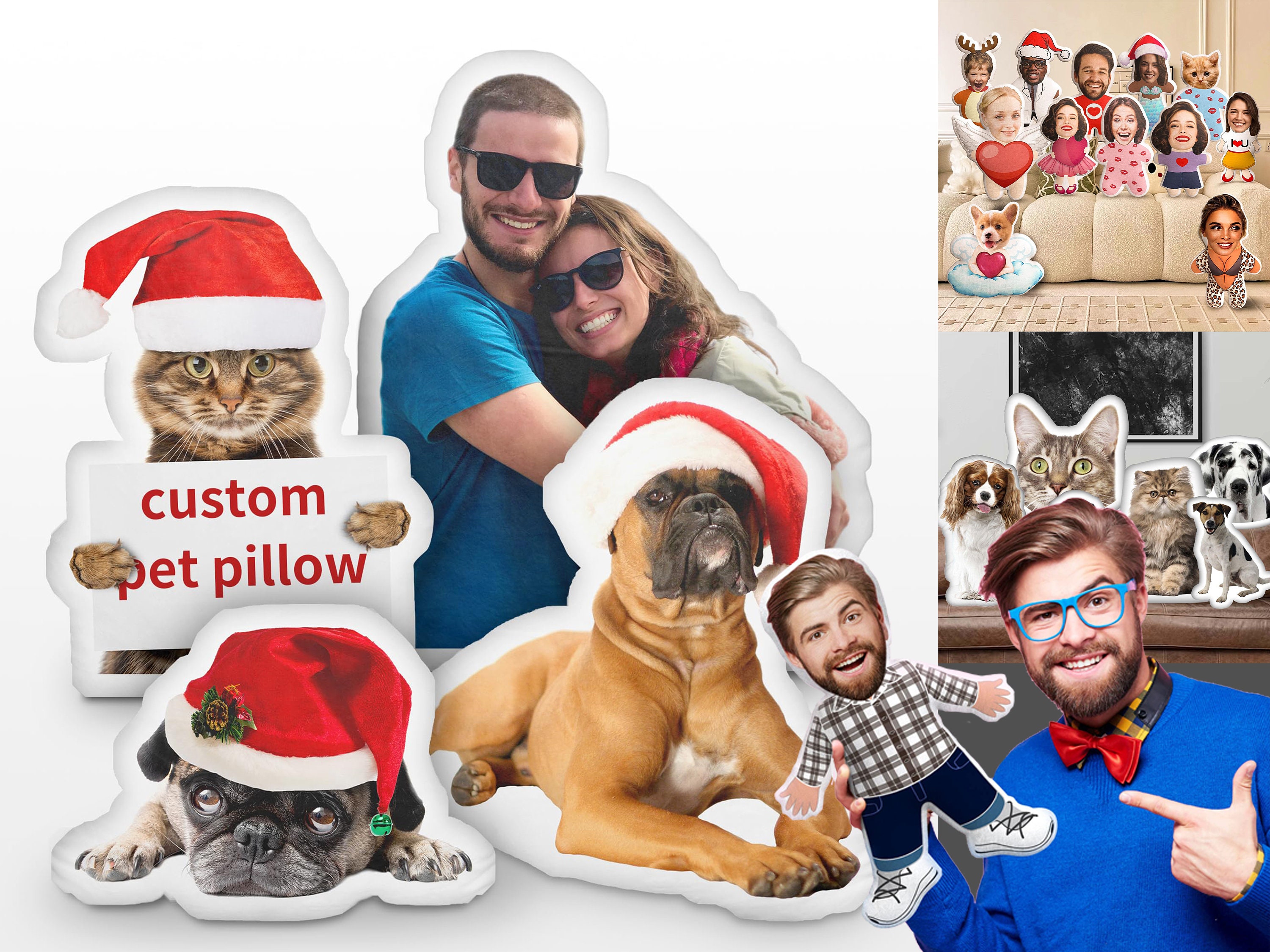 Custom Shaped Pillow,Personalized Face Pillow Gift,Head Cushion,Custom Pet Gift,Personalized 3D Pillow,Birthday Gift,Dog Cat Pillow,Mom Gift