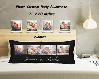 Aangepaste kussensloop met fotobody, kussensloop met gepersonaliseerde naam (21 x 60)