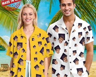 Chemise hawaïenne de remise des diplômes personnalisée : chemise avec photo avec visage, fabriquée aux États-Unis