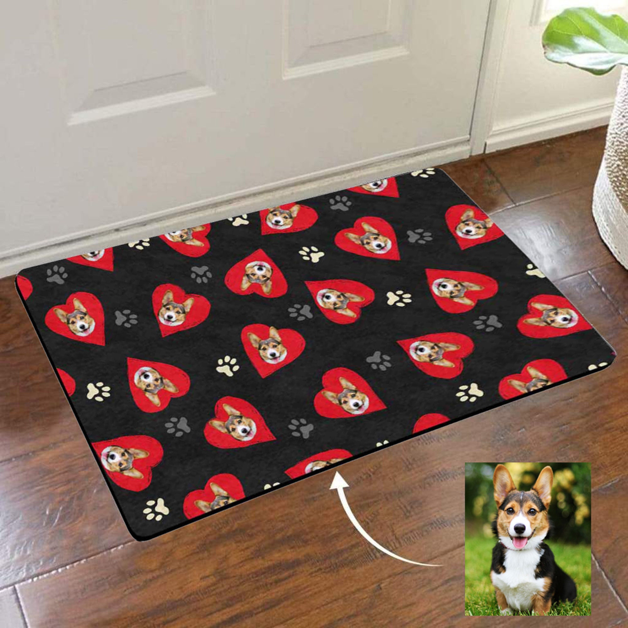 Custom Front Door Mat Love Heart Pug Photo Doormat 24x16 in Etsy