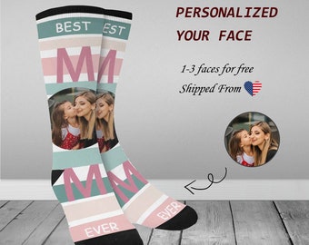 Custom Mom Socks, Personalized Photo Socks, Face on Socks, Mother's Day Socks, Photo Crew Socks Best Gifts for Mom DIY