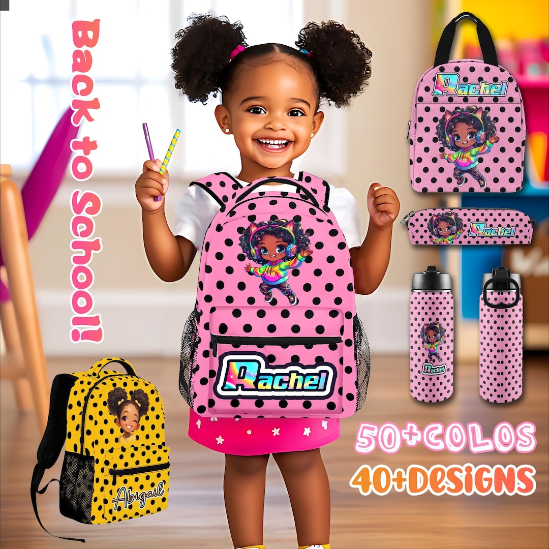 Personalized Afro Black Girl Backpack Set, Teen Back to School Bag - Etsy