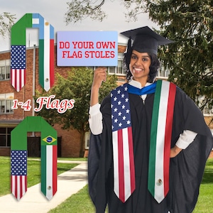 Custom Country Flag Graduation Stole,Class of 2025 Stoles,Graduation Stoles,Personalized Name Graduation Sash,Graduation Gift,Teacher Sash
