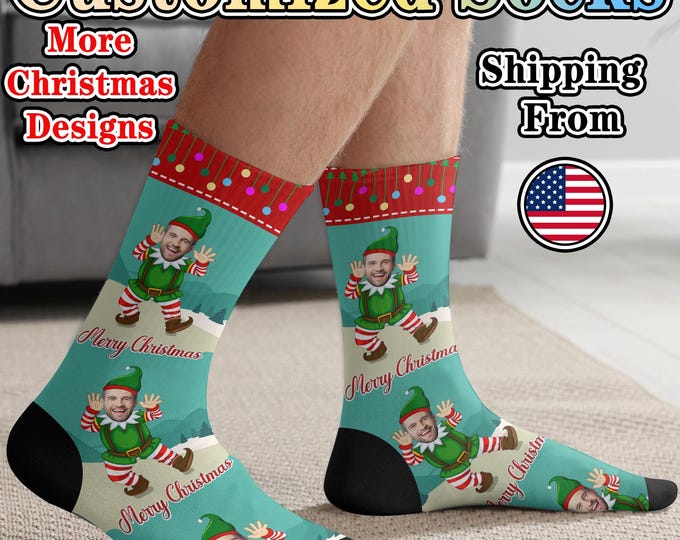 Custom Christmas Face Socks, Personalized Photo Gift