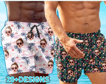 Shorty de bain personnalisé, short hawaïen photo personnalisé