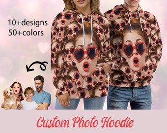 Custom Photo Hoodie, Personalized Face Hoodies, Customize Sweatshirt, Funny Design Hoodie for Bf/Gf, Print Face Hoodie