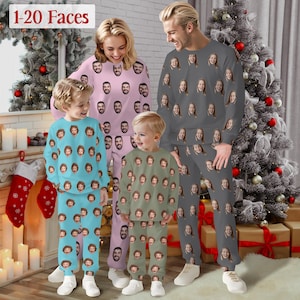 Custom Face Family Pajama Set Christmas Matching Family Pajama Personalized Photo Pajama Long Sleeve Face on pajama Funny Gift for Dad Mom