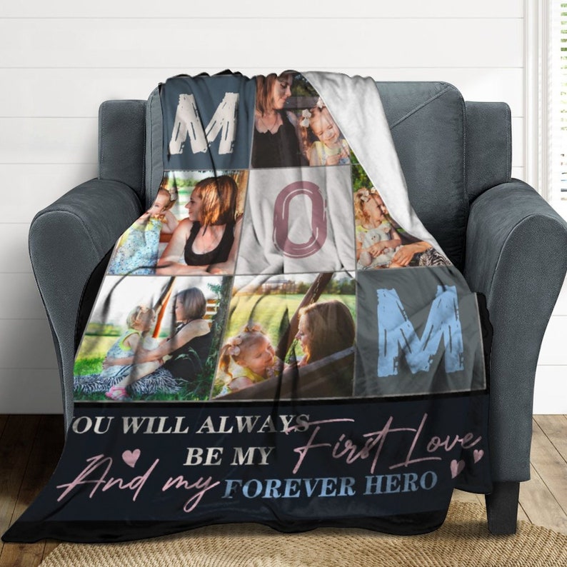 Custom Photo Blanket With Text Personalized Pictures Blanket Etsy