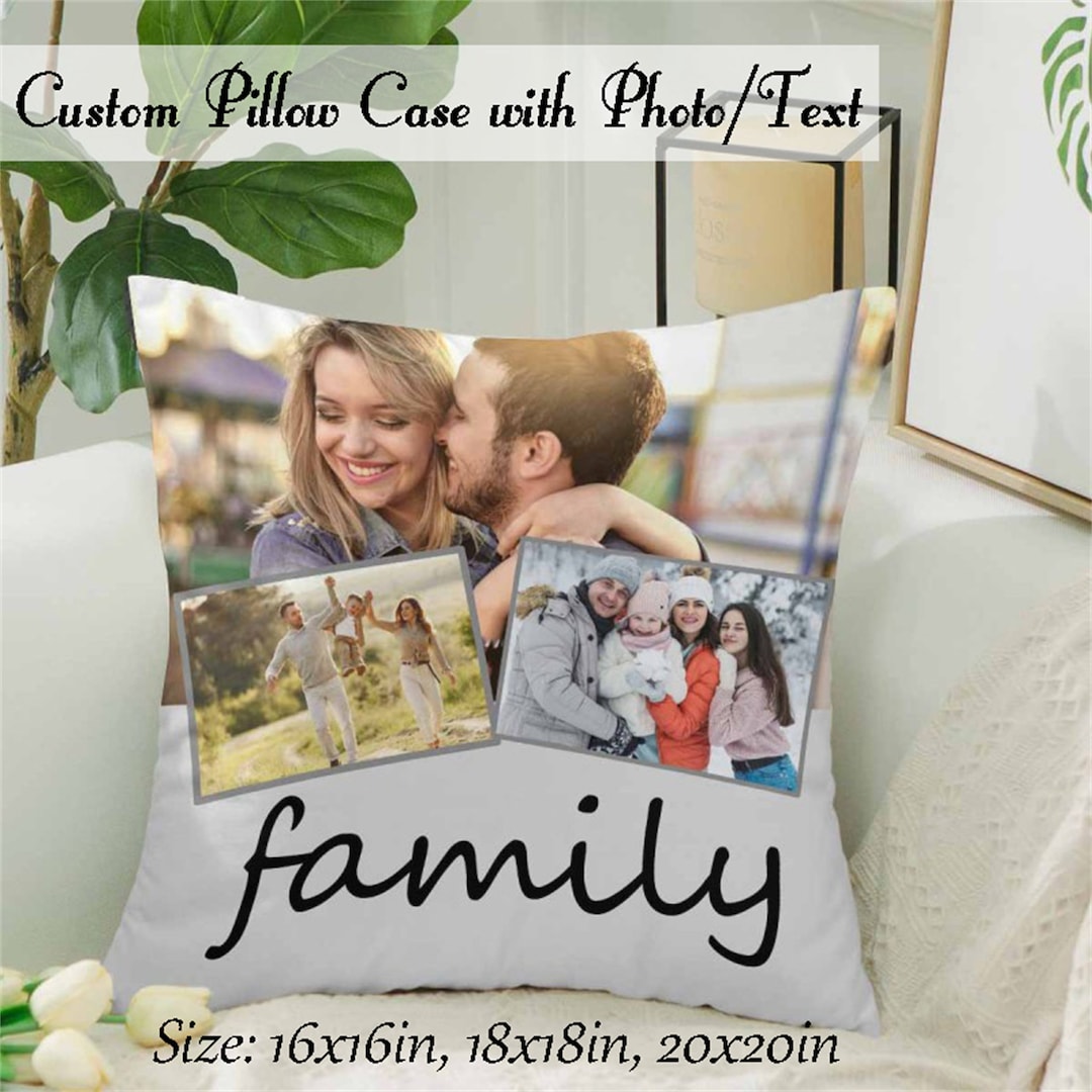 Custom Photo Throw Pillowcase Personalized Family Pillow Cover Soft
