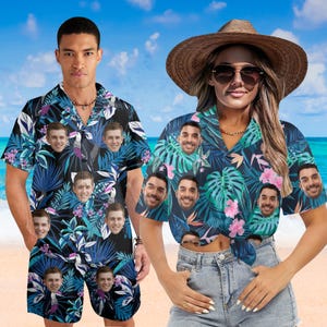 Personalized Hawaiian Shirt with Face Custom Hawaii Shirt with Any Image Text Gag gift Bachelor Party Summer Vacation Men Shirt,Gift for Him
