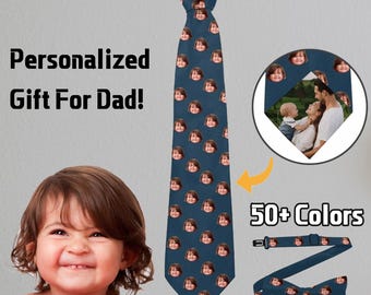 Custom Photo Necktie,Gift for Dad,Fathers Day Gift,Personalized Face Bowtie,Peek-a-boo tie,Engagement gift,Gift for Him,Wedding Gift