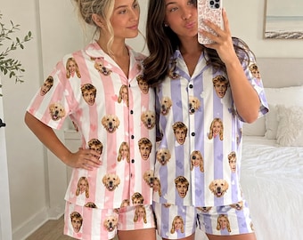 Custom Face Pajama Set, Personalized Women's Pajamas Men's Pajamas, Gift for her/him