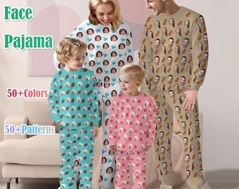 Pigiama personalizzato con volto, pigiama con foto personalizzata, pigiama coordinato per la famiglia