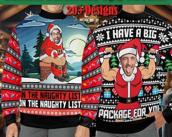 Custom Christmas Ugly Sweater,Personalized Face Sweatshirt,Customize Photo Crew neck Sweater,Funny  Face Sweatshirt,Christmas Party Sweater