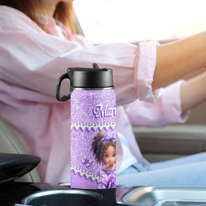 Custom Name Insulated Water Bottle,Back to School Gift,Personalized Text Water Bottle with Straw Lid,Kid&#39;s Bottle,18oz Bottle,Travel Bottle