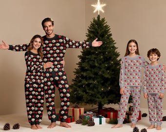 Anpassat ansiktspyjamasset, Personliga fotopyjamasar, Matchande nattkläder för familjen