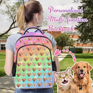 Cartable photo personnalisé,Sac à dos personnalisé,Cadeau de rentrée,Sac drôle,Sac à dos préscolaire primaire, maternelle,Sac d'école,Sac arc-en-ciel