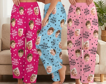 Personalized Photo Mom Pants,Custom Face Pajama Pants, Mother's Day Gift