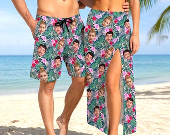 Custom Face Swim Trunk, Personalized Women 's Cover,Couple Outfits,Gift for Her/Him
